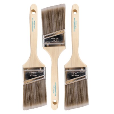 3 Pack - 2.5'' Angle Sash Brushes for All Latex and Oil Paints & Stains