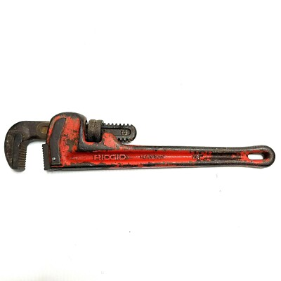 #ad RIGID Vintage Pipe Wrench 14quot; THE RIGID TOOL CO ELYRIA OHIO USA Plumbing Tool $17.99