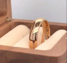 Rose Gold Tungsten Elegant Ring Holiday Gift Band High Polished Edge Ring