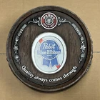 Vintage Pabst Blue Ribbon Beer 3D Barrel Keg Hanging Sign 16” Man Cave Bar  2302