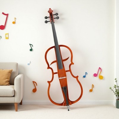 4/4 Full Size Beginner Silent Electric Cello Set - Earphone Bag Bow Natural