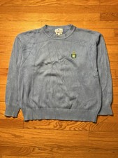 VTG Embroidered Lion Crest Open Knit Crewneck Sweater Sz L Smiths of Bermuda
