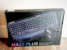 SABLUTE Wireless Keyboard Mouse Combo Ergonomic Palm Rest Rechargeable 2.4G