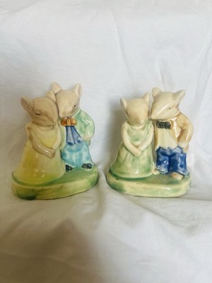 Vintage Keramik Maus Figuren - Paar - keine Chips oder Risse - Mitte 20. Jahrhundert