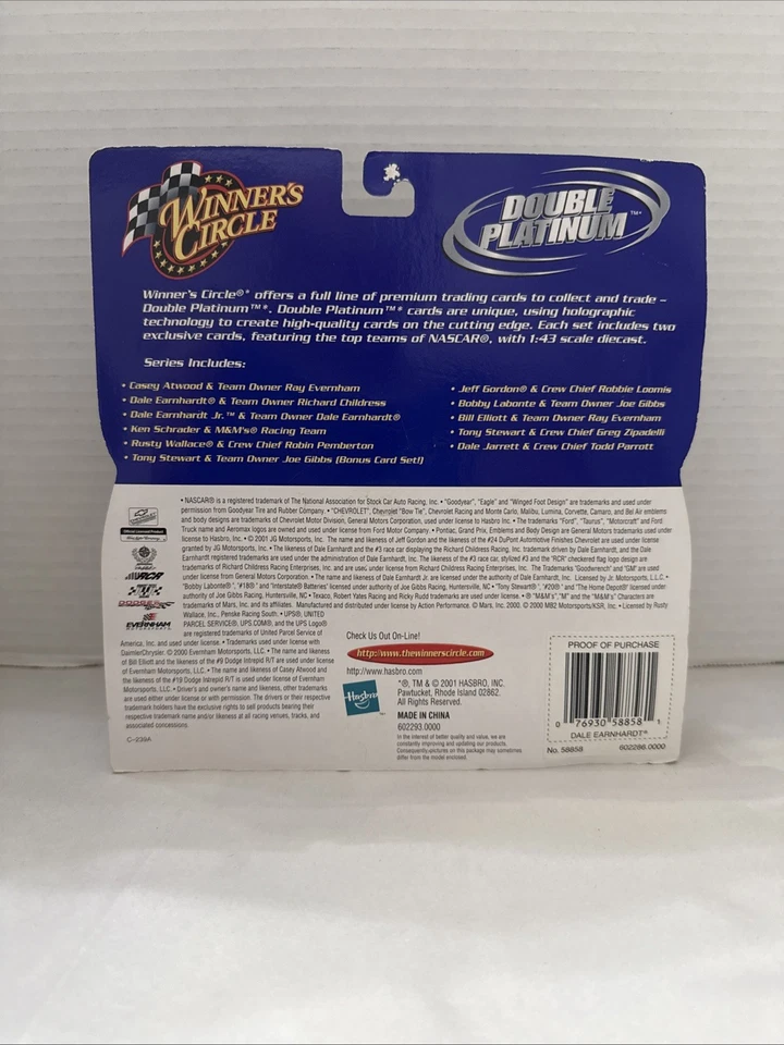 2001 Dale Earnhardt Sr #3 Goodwrench 1/43 Double Platinum Winner's Circle NIP  - Image 2 of 4