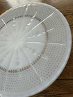 Vintage Anchor Hocking Milk Glass Pedestal Cake Stand Gold Fleur De Lis 10"