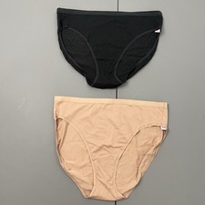 NWT Victoria's Secret High Leg Brief L Black Beige Cotton Blend Panty Lot of 2