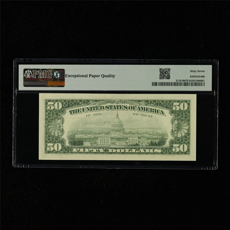 1977 Federal Reserve Note New York 50 Dollars Fr#2119-B PMG 67 EPQ SuperbGem UNC - Image 2 of 4
