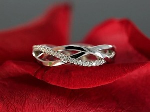 Authentic 1.50 Ct Lab Created Diamond Infinity Wedding Band Ring 14K Yellow Gold Plated