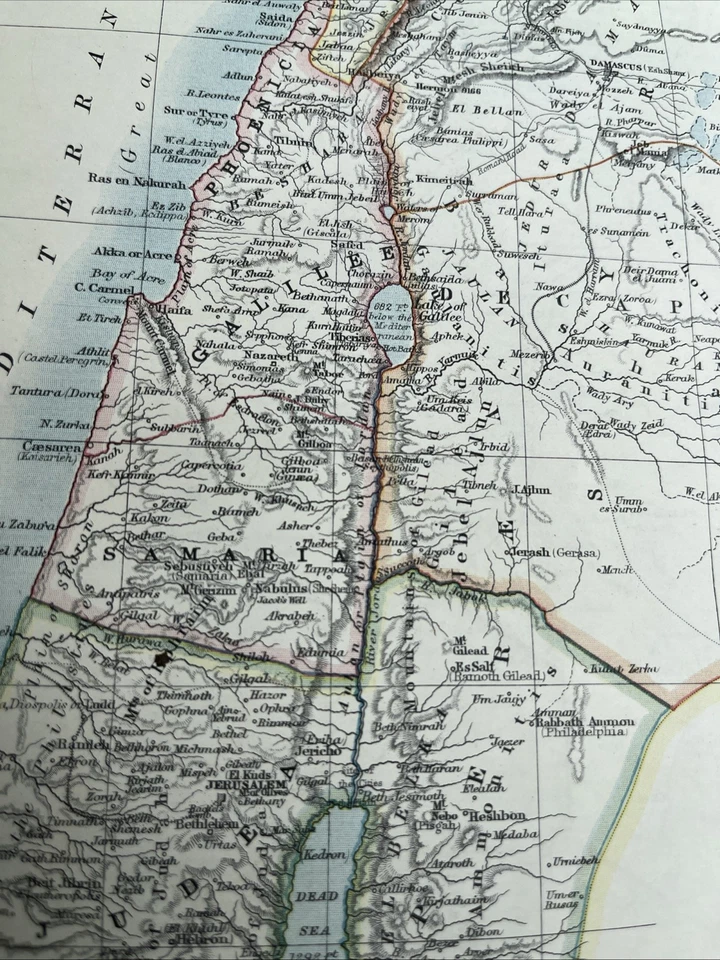 1902: Mapa de Palestina, Mar Rojo Guerra Mundial #62 impresión antigua Foto 4 de 4