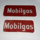 2 Vintage Mobilgas Mobil Gasoline Glass Gas Pump Inserts Fuel Pump Signs