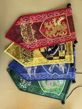 Harry Potter House Banners Set | Hogwarts Flags | Embroidered Velvet | NEW