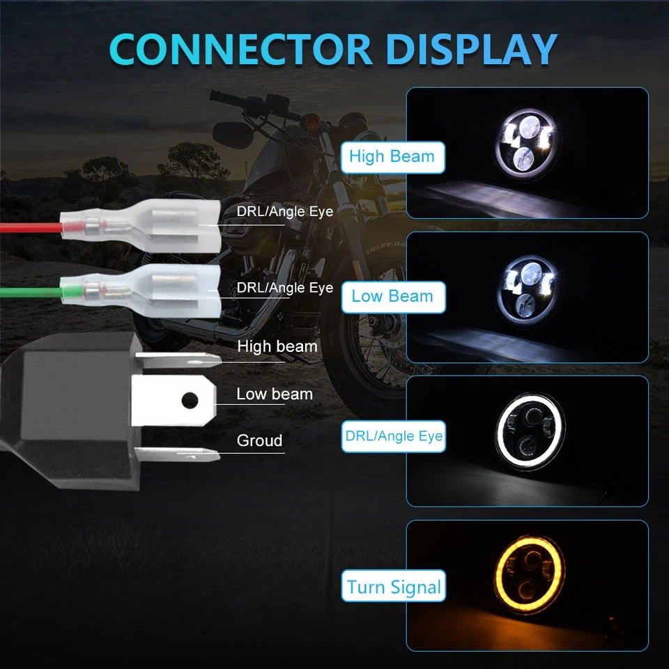 For 1960-1965 GMC 1000 1500 2500 Series 4Pc 5.75" 5-3/4" LED Headlight Hi-Lo DRL - Image 4 of 4