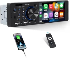 CAMECHO Single Din Car Stereo 4" Touch Screen Apple CarPlay Android Auto BT