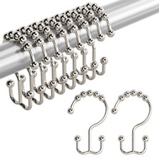 SHOWER CURTAIN HOOKS RINGS Rust Resistant Stainless Steel Metal Double Glider US