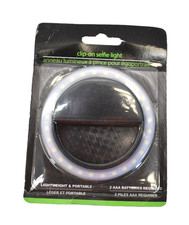 Clip On Selfie Light Battery Operated Device Power/Dimmer Lightweight Portable