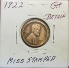 1922 P. 22 D. 22 WEAK D. (MISS STAMPED) LINCOLN WHEAT CENT PENNY LOT. (G. DETAI)