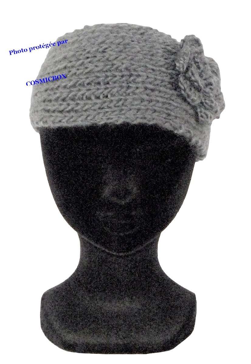 BANDEAU femme hiver gris clair uni TAILLE UNIQUE chapeau bonnet