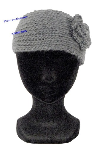 BANDEAU femme hiver gris clair uni TAILLE UNIQUE chapeau bonnet woman grey hat - Picture 2 of 3