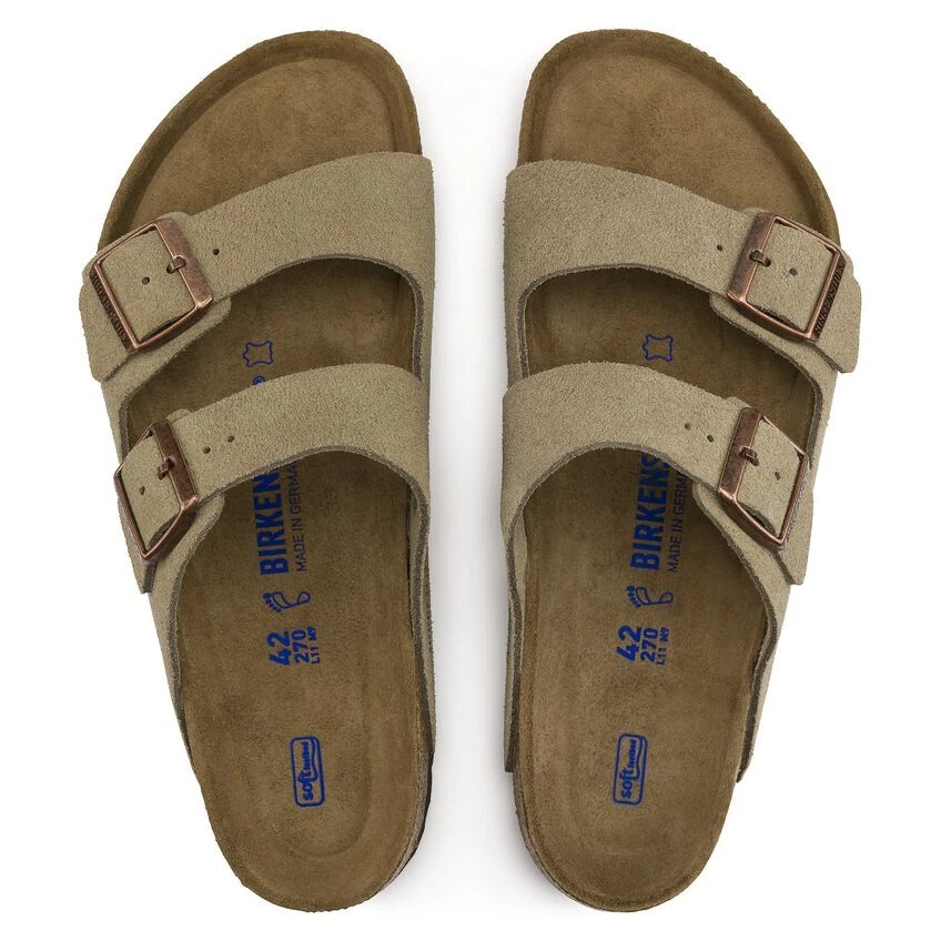 Bir ken stock Arizona Taupe Soft Footbed Suede Leather Sandals Regular/Wide Shoe - Image 4 of 4
