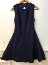 LULU’S Flirt and Flair Navy Blue Backless Skater Dress Size S Small NWT