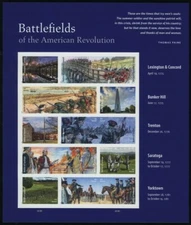 US #5977p Battlefields of American Revolution Imperf Sheet Pane NDC no die cuts