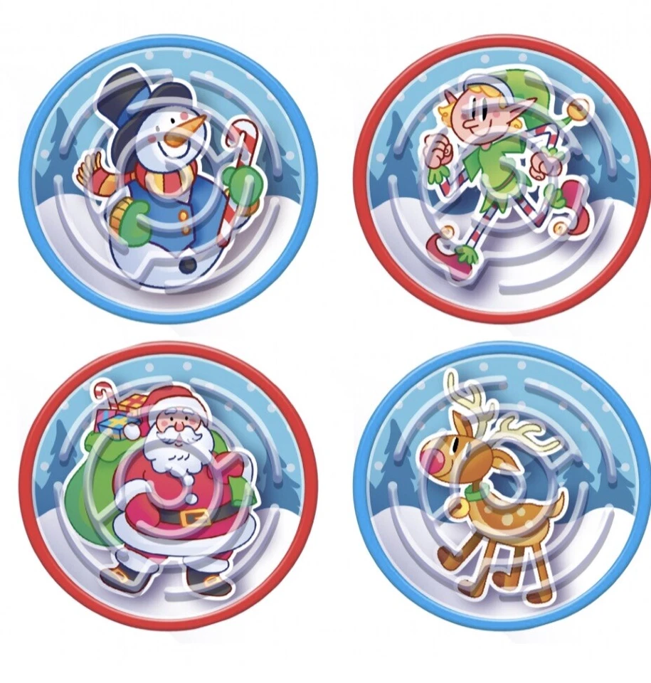 6 CHRISTMAS PUZZLE PINBALL MAZES KIDS STOCKING FILLERS BOYS GIRLS PARTY BAGS TOY - Image 3 of 4