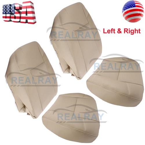 Left Right Bottom & Top Lean Back Seat Cover For 2009-2014 Cadillac Escalade Tan - Picture 18 of 19