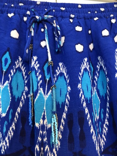 Zara new gorgeous maxi skirt boho embroidered blue printed lined size m 10-14 - Picture 9 of 22