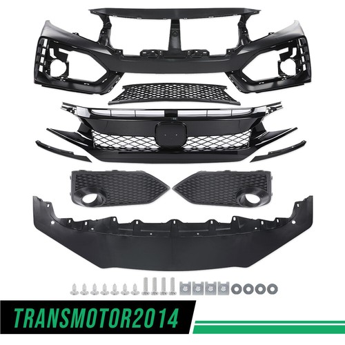 Type R Style Front Bumper Cover Kit Fit For 16-21 Honda Civic Sedan ...