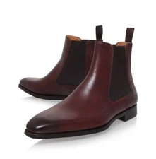 New Burgundy Leather Formal Chelsea Handmade Pull On Dress Boots For Mens