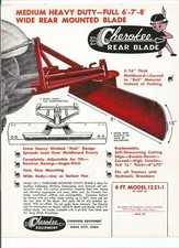 Original Cherokee Models 1221 1222 1223 Rear Blade Sales Brochure Form # 1005E
