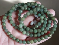 Gemstone 100% Natural JADE Type A Untreated Oily Green Jadeite Necklace 32" #312