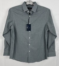 Hart Schaffner Marx Men's Geometric Dress Shirt Large Dark Green NWT 89.50
