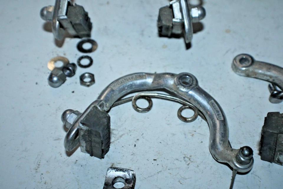 Juego de pinzas de freno vintage Weinmann 730 60-75 mm plata tirón lateral plata envío EE. UU. Foto 3 de 4