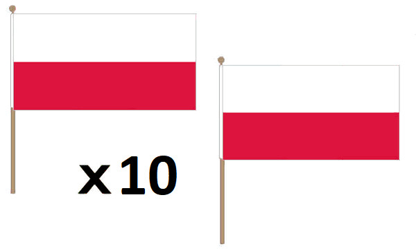 Drapeau Pologne 30 x 45 cm petit format avec stick bois pour cortège