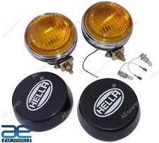 Pair Hella Round Fog Lamp Yellow Glass Cover With H3 12v 55 Bulb Universal