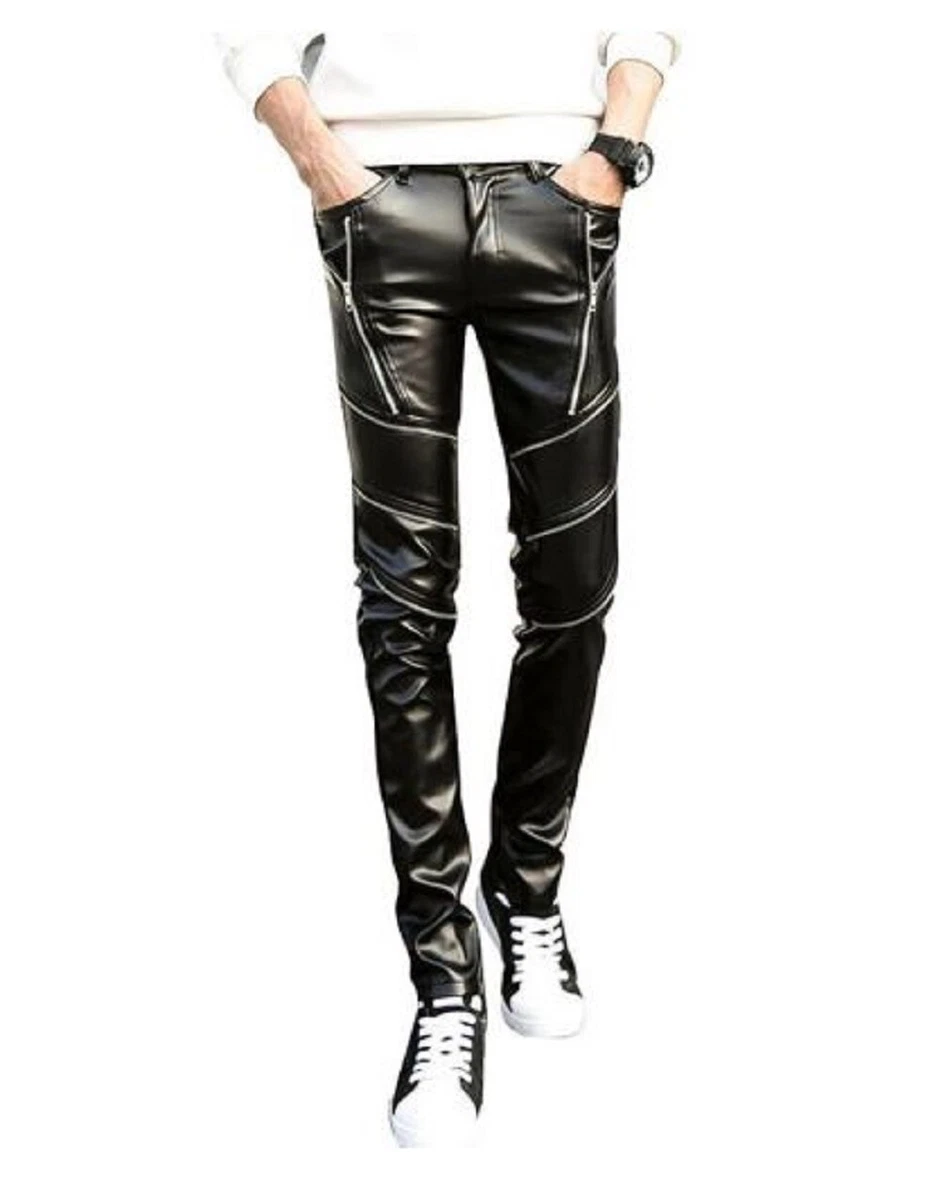 Mens black hotsell faux leather pants