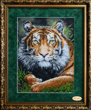 Bead Embroidery Kit Tiger DIY Beaded Stitching Needlepoint ntk-015