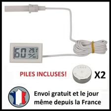 THERMOMÈTRE DIGITAL avec HYGROMETRE  HUMIDITÉ LCD BLANC AVEC SONDE