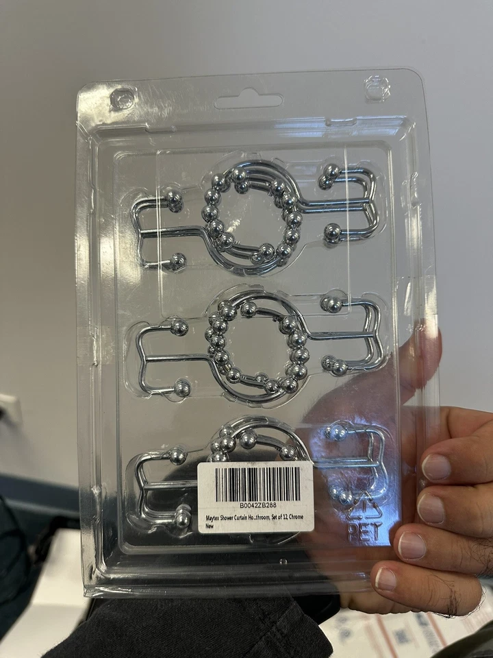 浴室浴帘挂钩环,12 件不锈钢金属防锈 Resi — 第 3/4 张图片