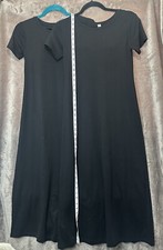 2 Uniqlo XS Long Black Dress, Built In Bra, P2P 14”, Shoulder To Hem 47 Inches