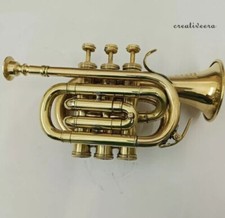 Nautical Brass Bugle Trumpet, 3 Valve Musical Horn Instrument Decor Handmade Art