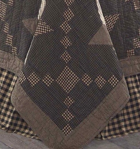 Farmhouse Star Patchwork Quilt Charcoal Gray & Black Irish Chain Hand Quilted - Picture 4 of 11