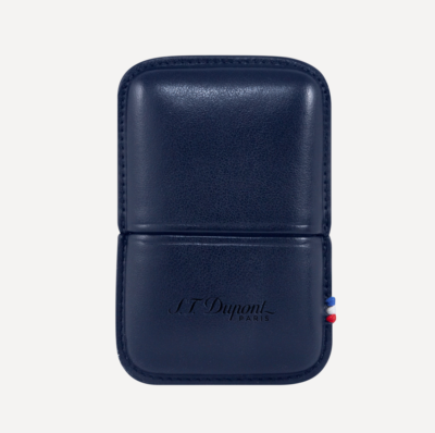 S.T. Dupont Blue Leather Lighter Case Pouch Line 2 Or Gatsby