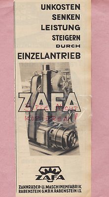 RABENSTEIN, Advertising 1936, Gear Machine Factory Rabenstein GmbH ZAFA