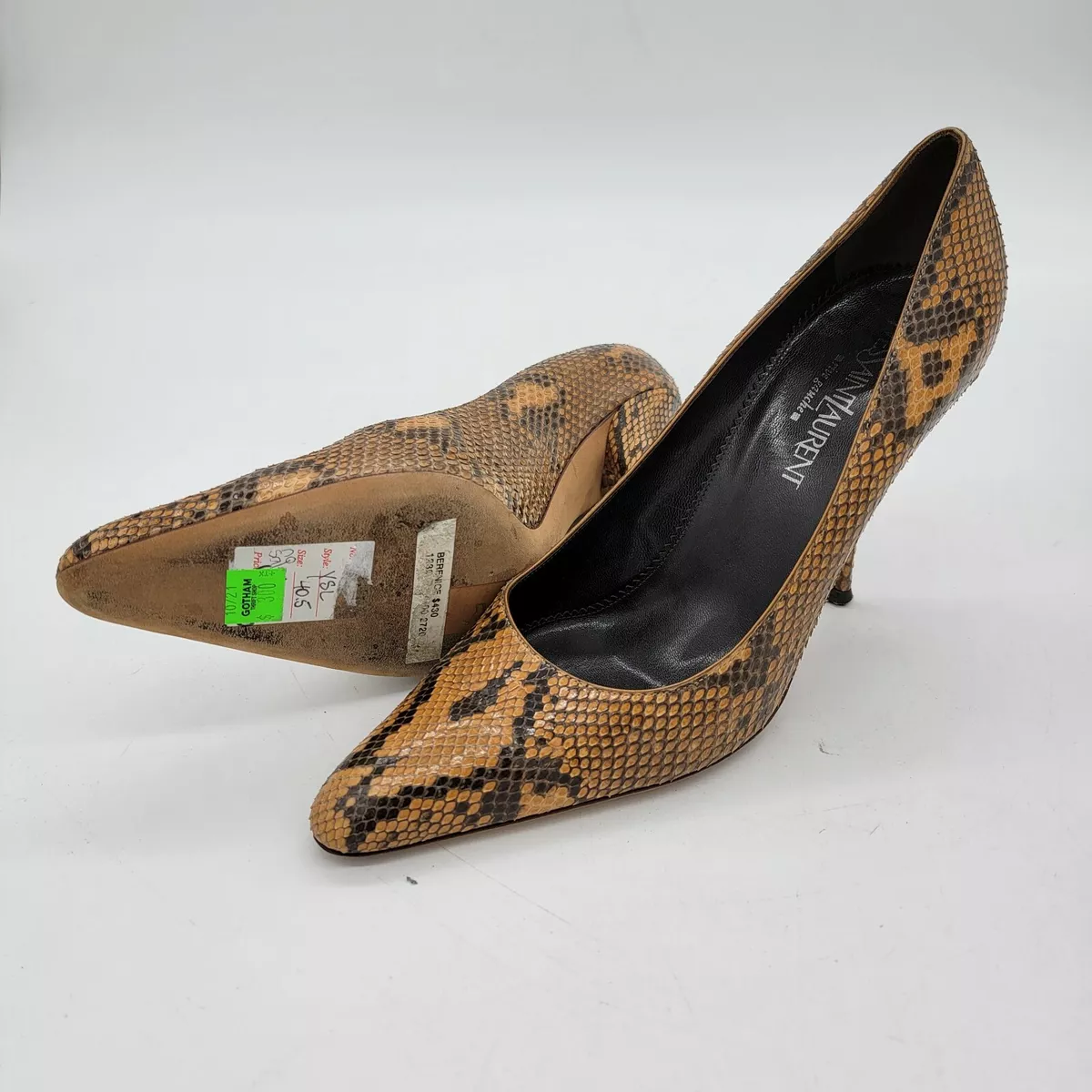 Yves Saint Laurent Brown Black Snake Skin Heels Womens Sz 9 EUC eBay