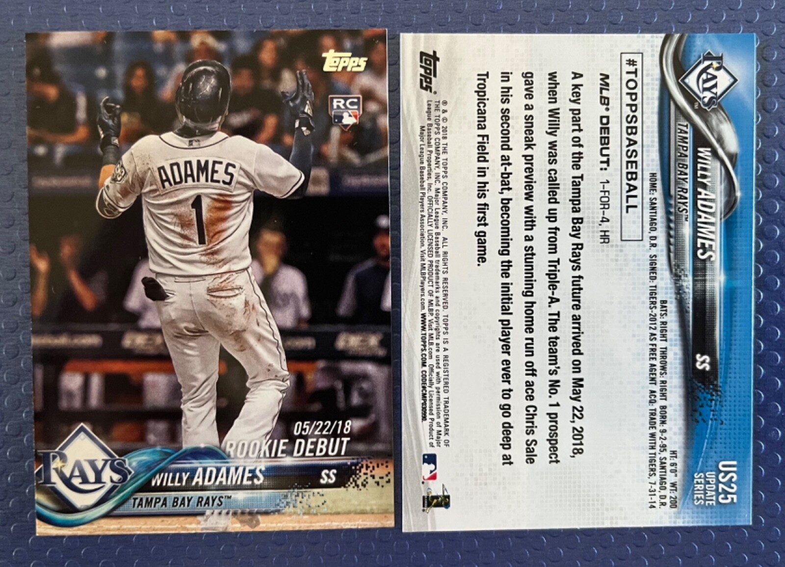 Willy Adames 2018 Topps Update Series Rookie Debut Card #US25 BREWERS QTY |  eBay