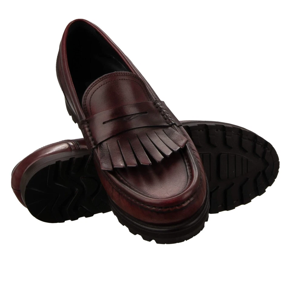 Zapatos Mocasines Dolce & Gabbana Cuero Mocasín GENOVA Burdeos 40.5 EE. UU. 7.5 Foto 2 de 4