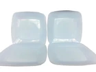 Set/4– Lovely Sky-Blue Depression Milk Glass Vtg. Square 9” Dinner Lunch Plates